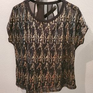 **3/$28 **Plus size sequin sheer party top